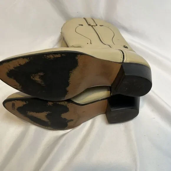 Capezio Cowboy Boots Leather Vintage 1970's Cream with Black Arrow Size 7.5 - Picture 14 of 14